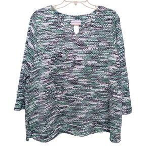 Alfred Dunner Women's Plus Size 1xl Multicolor Long Sleeve Winter‎ top